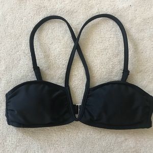 Zara solid Black strappy bandeau bikini top
